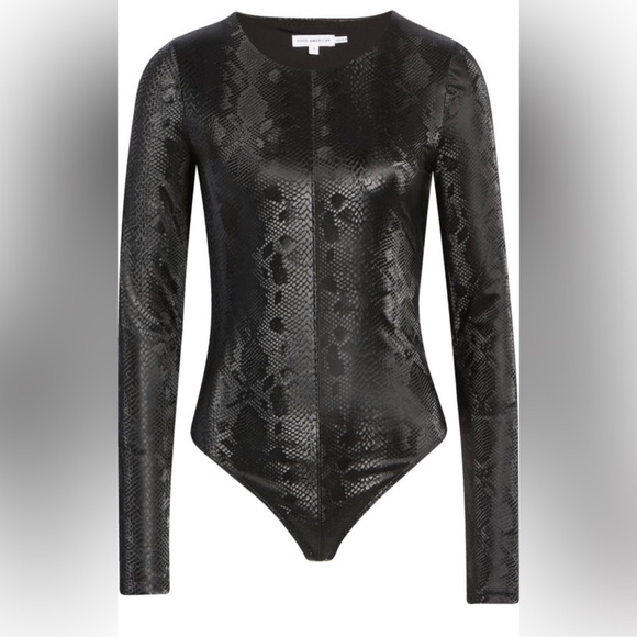 Good American Tops - Good American Black Snakeskin Bodysuit